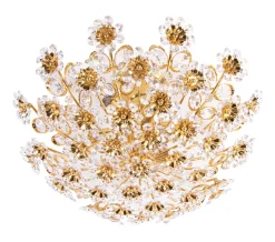 Best Pamono 17 Semi Flush Mount in Swarovski Crystal and Gilt-Brass from Palwa, 1960s