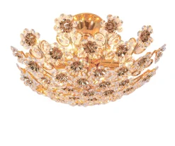 Best Pamono 17 Semi Flush Mount in Swarovski Crystal and Gilt-Brass from Palwa, 1960s