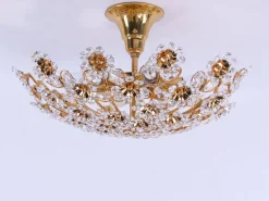 Best Pamono 17 Semi Flush Mount in Swarovski Crystal and Gilt-Brass from Palwa, 1960s