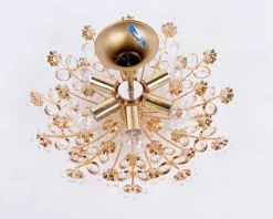 Best Pamono 17 Semi Flush Mount in Swarovski Crystal and Gilt-Brass from Palwa, 1960s