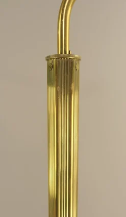 Sale Pamono Adjustable Brass Floor Lamp with Green Shade, Italy, 1930s