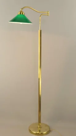 Sale Pamono Adjustable Brass Floor Lamp with Green Shade, Italy, 1930s