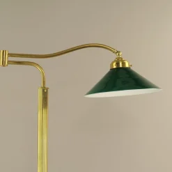Sale Pamono Adjustable Brass Floor Lamp with Green Shade, Italy, 1930s
