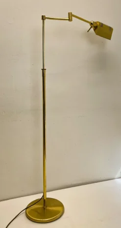 Outlet Pamono Adjustable Brass Swing Arm Floor Reading Lamp from Holtkotter, Germany, 1980s