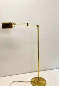 Outlet Pamono Adjustable Brass Swing Arm Floor Reading Lamp from Holtkotter, Germany, 1980s