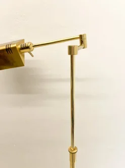 Outlet Pamono Adjustable Brass Swing Arm Floor Reading Lamp from Holtkotter, Germany, 1980s
