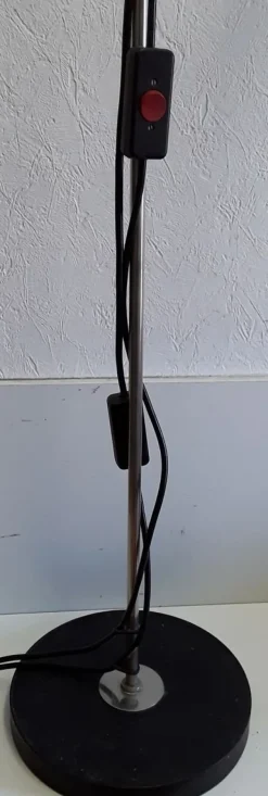 New Pamono Adjustable Chrome-Plated Steel Tube 2-Light Spotlight with Black Plastic Mounting and Base, 1970s