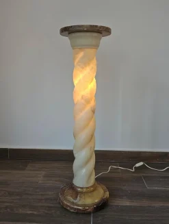 Hot Pamono Alabaster and Marble Twisted Column Shaped Floor Lamps, France, 1960s, Set of 2