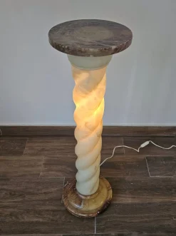 Hot Pamono Alabaster and Marble Twisted Column Shaped Floor Lamps, France, 1960s, Set of 2