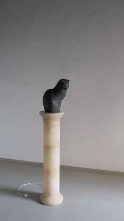 Outlet Pamono Alabaster Column Pedestal Floor Lamp, Italy, 1980s