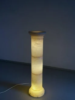Outlet Pamono Alabaster Column Pedestal Floor Lamp, Italy, 1980s