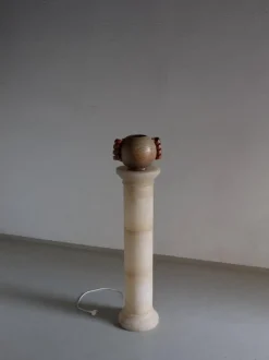 Outlet Pamono Alabaster Column Pedestal Floor Lamp, Italy, 1980s