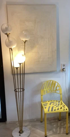 Best Pamono Alberello Floor Lamp in Marble, Brass & Glass from Stilnovo, Italy, 1960s