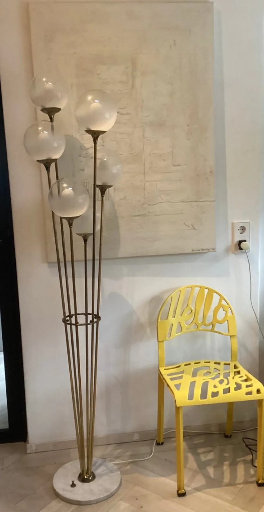 Best Pamono Alberello Floor Lamp in Marble, Brass & Glass from Stilnovo, Italy, 1960s