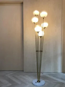 Best Pamono Alberello Floor Lamp in Marble, Brass & Glass from Stilnovo, Italy, 1960s