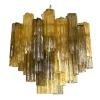 Clearance Pamono Amber and Fume Tronchi Murano Glass Chandelier by Simoeng