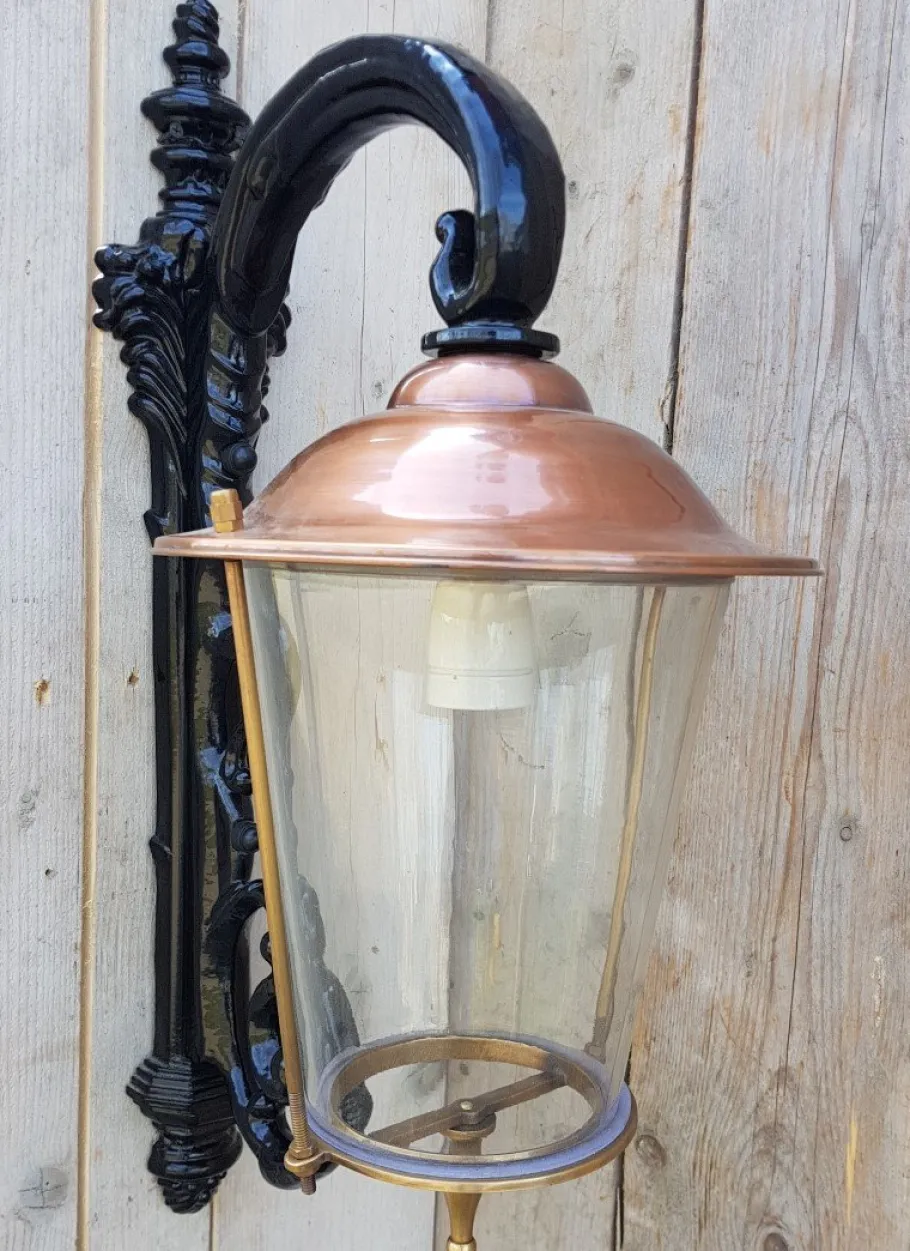 Pamono Antique Art Nouveau Black Copper Wall Lantern