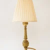 Best Pamono Antique Brass Table Lamp with Fabric Shade, 1890s