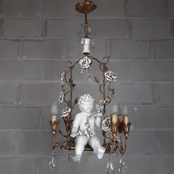Best Pamono Antique Chandelier in Ceramic and Iron, 1950s
