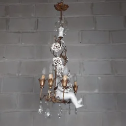 Best Pamono Antique Chandelier in Ceramic and Iron, 1950s