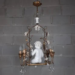 Best Pamono Antique Chandelier in Ceramic and Iron, 1950s