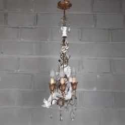 Best Pamono Antique Chandelier in Ceramic and Iron, 1950s