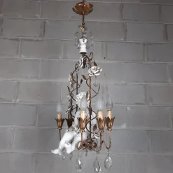 Best Pamono Antique Chandelier in Ceramic and Iron, 1950s