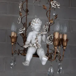 Best Pamono Antique Chandelier in Ceramic and Iron, 1950s