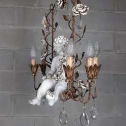 Best Pamono Antique Chandelier in Ceramic and Iron, 1950s