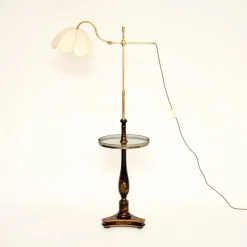 Pamono Antique Chinoiserie Lacquered Floor Lamp Table, 1900s