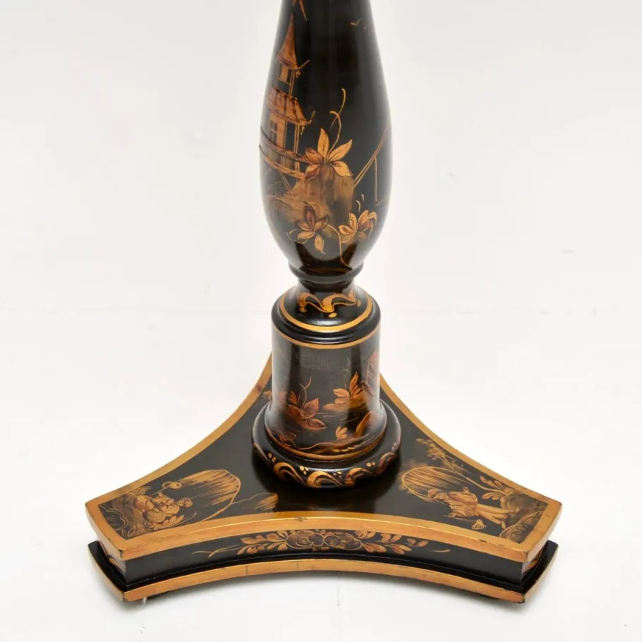 Pamono Antique Chinoiserie Lacquered Floor Lamp Table, 1900s
