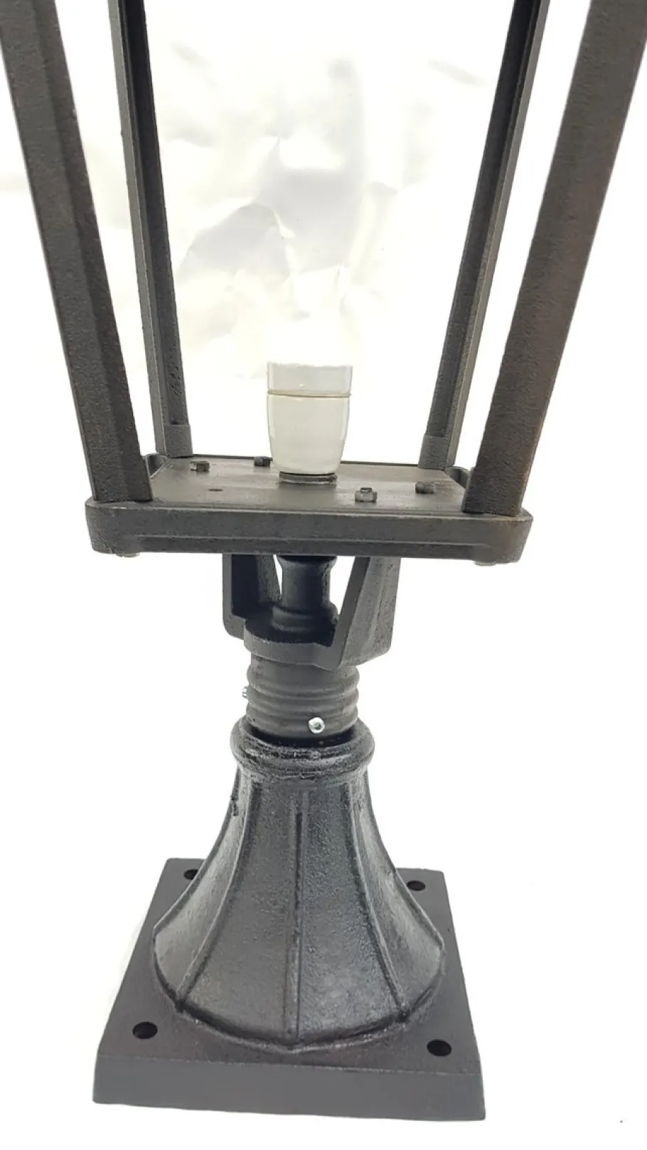 Outlet Pamono Antique Classic Victorian Cast Iron Pillar Lamp Lantern on Base Outdoor Lamp