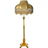 Clearance Pamono Antique Corinthian Column Brass Floor Lamp with Fringed Lampshade, England, 1890