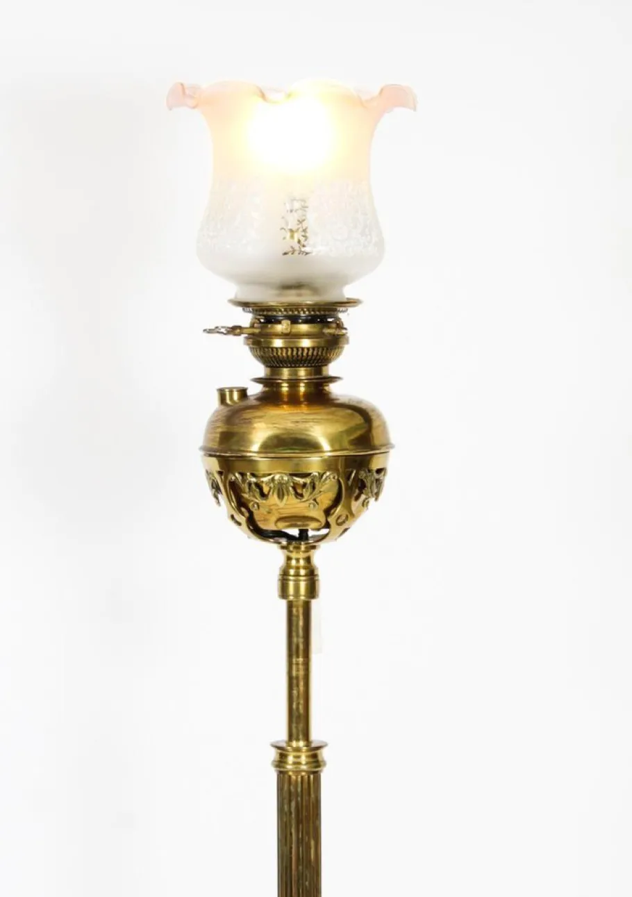 Discount Pamono Antique Edwardian Ormolu Gilt Bronze Standard Oil Lamp, 1890s