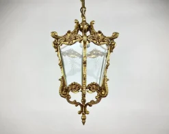 Best Pamono Antique Empire Style Bronze & Glass Lantern Pendant Light, France, 1920s