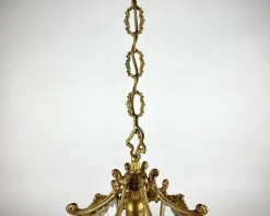 Best Pamono Antique Empire Style Bronze & Glass Lantern Pendant Light, France, 1920s