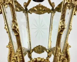 Best Pamono Antique Empire Style Bronze & Glass Lantern Pendant Light, France, 1920s