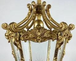 Best Pamono Antique Empire Style Bronze & Glass Lantern Pendant Light, France, 1920s