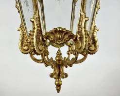 Best Pamono Antique Empire Style Bronze & Glass Lantern Pendant Light, France, 1920s