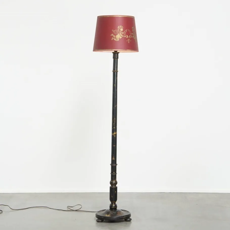 Best Pamono Antique English Japanese Style Standing Lamp with Painting Work, Early 1900s