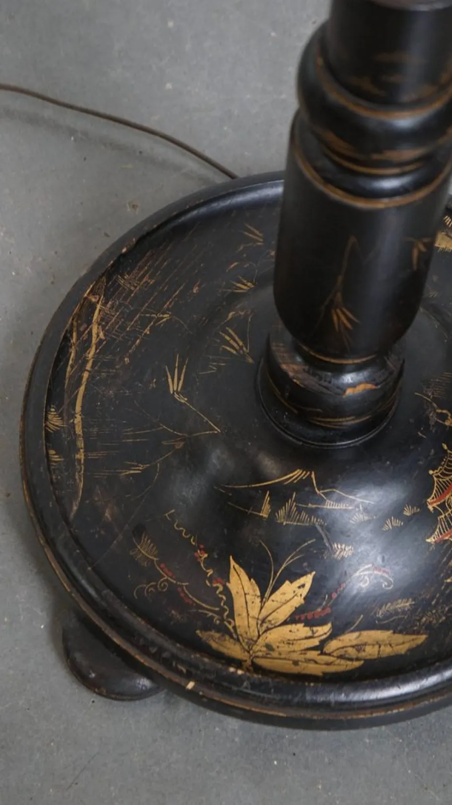 Best Pamono Antique English Japanese Style Standing Lamp with Painting Work, Early 1900s