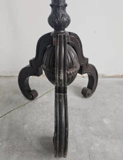 Clearance Pamono Antique Floor Lamp in Carved Oak with Rust-Red Shade, Austria, 1890s