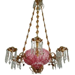Best Pamono Antique Gilt Bronze and Glass Chandelier, 19th Century