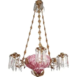 Best Pamono Antique Gilt Bronze and Glass Chandelier, 19th Century