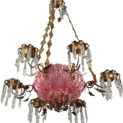 Best Pamono Antique Gilt Bronze and Glass Chandelier, 19th Century