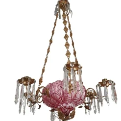 Best Pamono Antique Gilt Bronze and Glass Chandelier, 19th Century