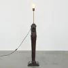 Discount Pamono Antique Hand-Carved Wooden Floor Lamp with Lion's Head