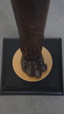 Discount Pamono Antique Hand-Carved Wooden Floor Lamp with Lion's Head