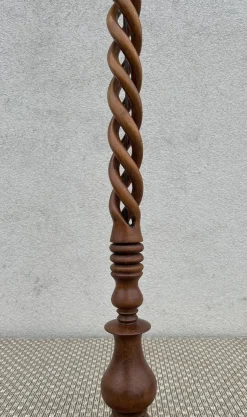 Outlet Pamono Antique Open Barley Twist Wooden Floor Lamp, 1920s