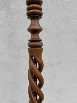 Outlet Pamono Antique Open Barley Twist Wooden Floor Lamp, 1920s